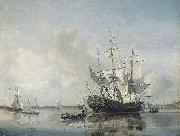 Nicolaas Baur, Frigate 'Rotterdam' on the Meuse before Rotterdam
